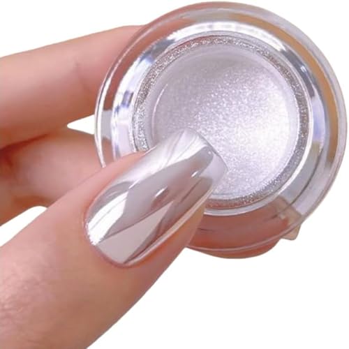 Pretty Diva White Moonlight Chrome Nails Powder 0.3g - Mirror Effect for Gel Manicure, Beginner-Friendly