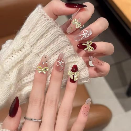 KACHIMOO 100PCS Gold Bow Nail Charms 3D Nail Art Decorations for Manicure