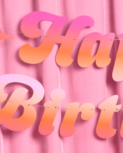 Happy Birthday Pink & Orange Banner - 39 Inch Kids Party Decor