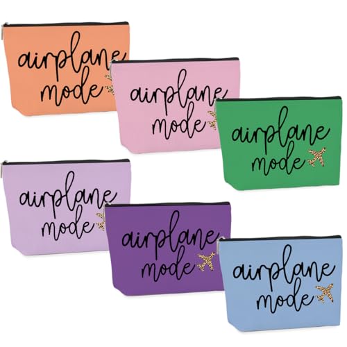 CHQIUCR 6PCS Pilot Gift Airplane Mode Makeup Bag Flight Attendant Travel Accessories