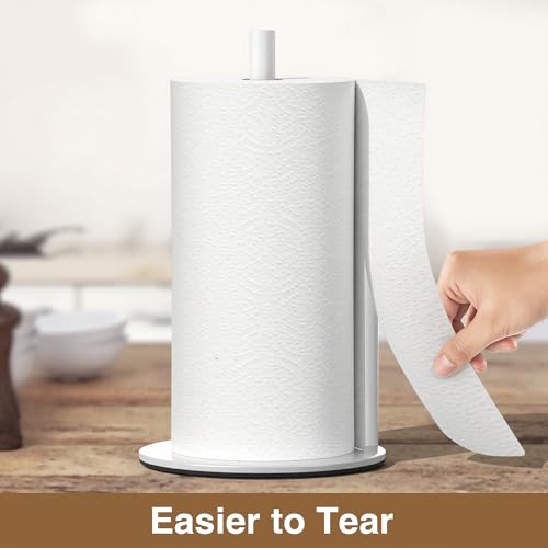 Stainless Steel Paper Towel Holder with Weighted Base - White