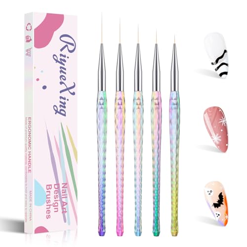 5-Piece Nail Art Liner Brush Set for Fine Detailing - RIYUEXING
