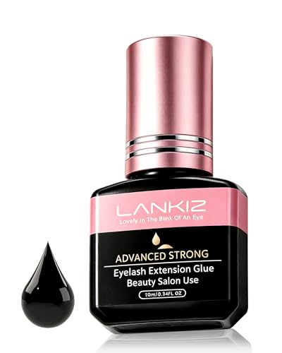 LANKIZ Professional Lash Extension Glue 10ml - 1 Sec Dry, 6 Week Hold, Salon Use