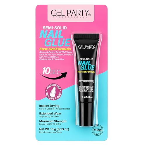 GEL PARTY Semi Solid Nail Glue 15g - Strong, Waterproof Adhesive for Press On Nails