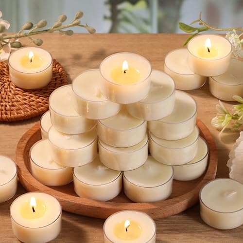 25-Pack Soy Tealight Candles - 6 Hour Clean Burn, Unscented