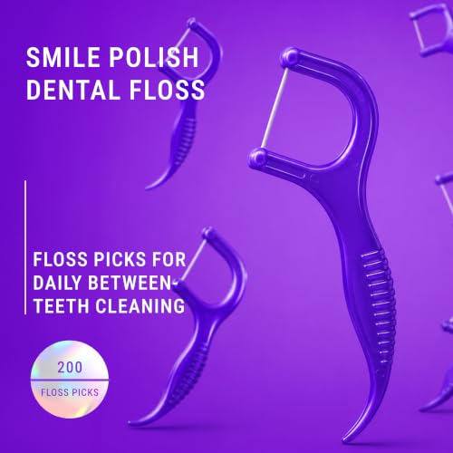 Pearly White V34 Dental Floss Picks 200 Count, 2-Pack | Whitening Flossers
