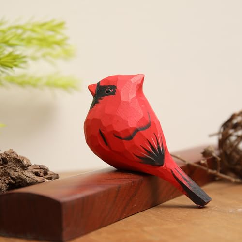 Handcrafted Red Cardinal Figurine – Eco-Friendly Wooden Bird Decor