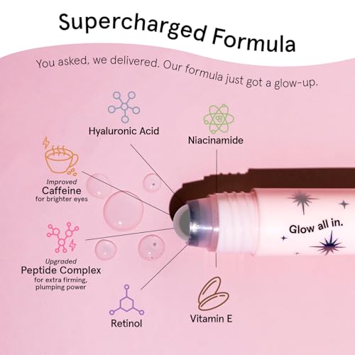 grace & stella Under Eye Brightener Roller - Airplane Travel Essentials - Travel Size Toiletries - Retinol & Caffeine Eye Serum for Puffiness, Dark Circles, Wrinkles - Vegan Skincare (15ml / 0.51floz)