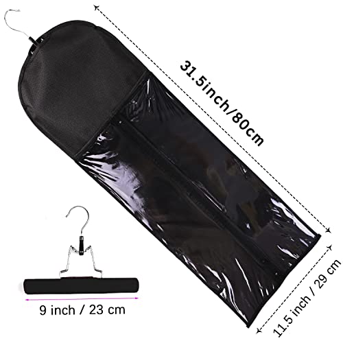 3PCS 31.5-inch Hair Extension Storage Bag with Hanger - Black Dust-Proof