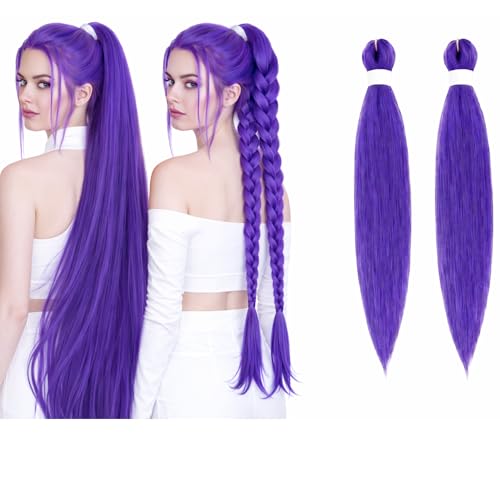 Purple Synthetic Hair Extensions 30 Inch 2 Pack - Long Braiding Hair for Box Braids & Styles