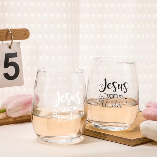 15 Oz Jesus-Themed Scratch-Resistant Wine Glass Set - Fun Gift