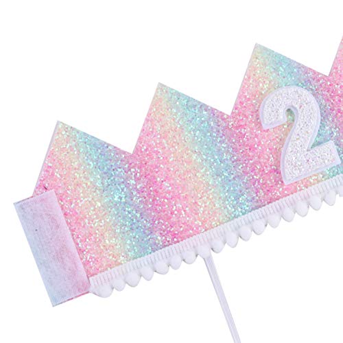 WAWUO Baby Rainbow Crown Hats - 2 Pack Birthday Photo Props