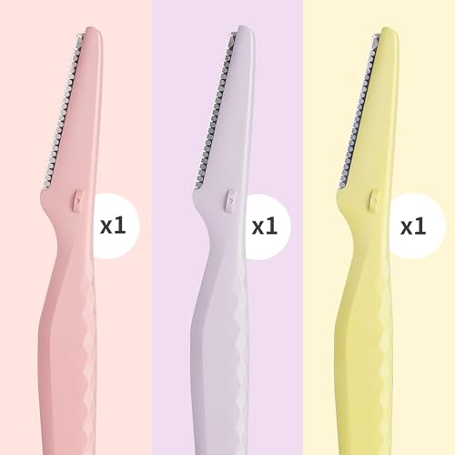 Tinkle Everglow Dermaplane Razor 3 Pack for Face & Eyebrows, Stainless Steel Safety Razors for Women, Peach Fuzz Removal & Exfoliation
