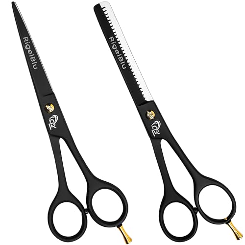 RIGELBLU 6.5 Inch Professional Hair Thinning & Cutting Shears Set - Salon & Home Use