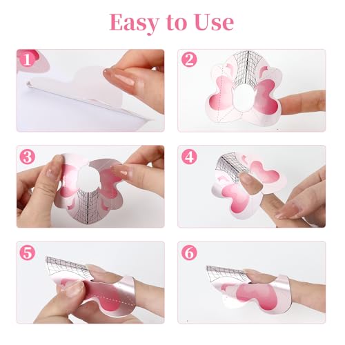 BQAN 100Pcs Nail Forms for Builder Gel - Self-Adhesive Nail Stickers