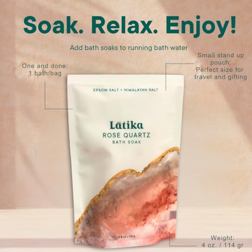 Latika Geode Rose Quartz Epsom Salt Bath Soak for Stress Relief