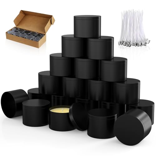 8oz Black Candle Tins with Lids - Heavy-Duty Metal Containers (10-Pack)