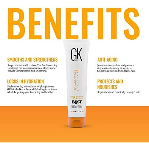 Keratin Hair Treatment Frizz Control Salon Smoothing Long Lasting Cream for All Frizzy Free Curly Dry Damaged - Professional Brazilian Complex Blowout Straightening For Silky Smooth - 3.4 Ounce