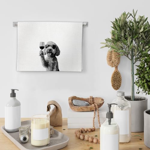 Goldendoodle Wine Kitchen Towels - Funny Decor for Dog Lovers