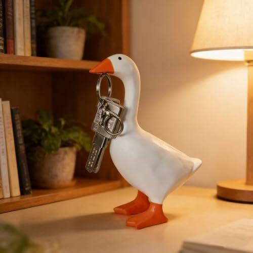 7-Inch Desk Goose Key Holder - Adorable Resin Office Decor
