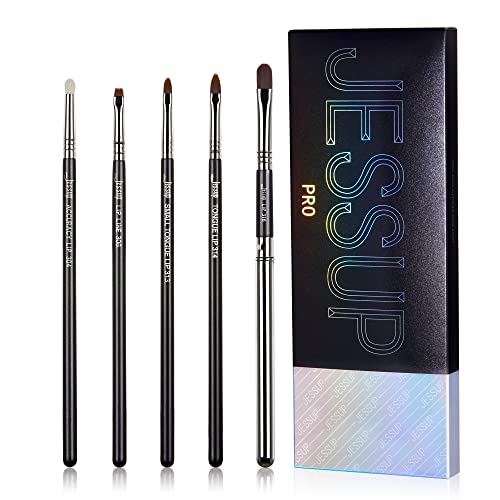 Jessup 5-Piece Professional Lip Makeup Brush Set with Wooden Handles