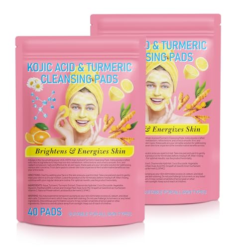 Turmeric Kojic Acid Cleansing Pads - 80 PCS Exfoliating, Deep Clean