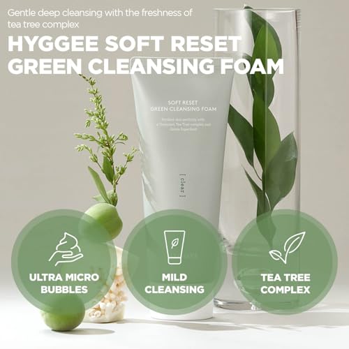 HYGGEE Soft Reset Green Cleansing Foam - Tea Tree Face Wash, 5.07 oz