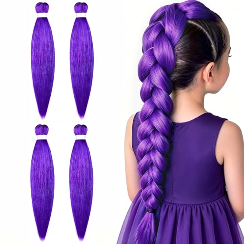 AOMIG Purple Braiding Hair 27 Inch 4PCS - Pre Stretched Crochet Extensions