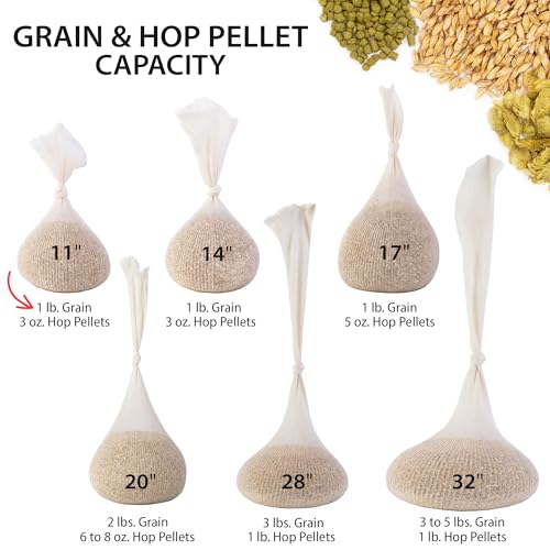11" Cotton Mesh Beer Brewing Bags - 10 Pack for Homebrewing