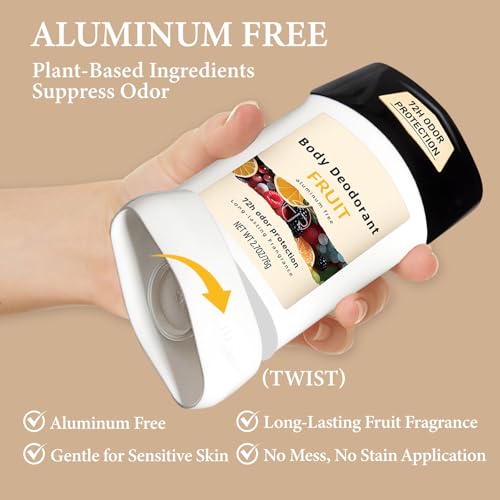 MIANID Natural Fruit Deodorant Stick - Aluminum Free, 72H Odor Protection, Sensitive Skin, 2.7oz