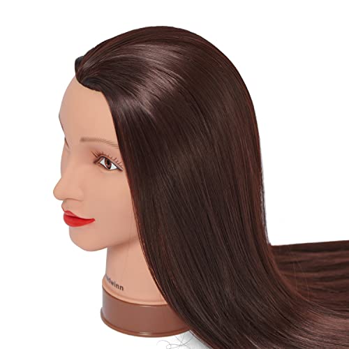 Headwinn 28" Cosmetology Mannequin Head with Brown Synthetic Hair & Clamp