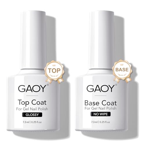 GAOY Gel Base & Top Coat Set - 2 Pcs, 7.3ml for UV Curing