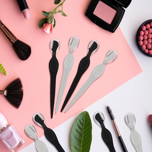 Mudder 28 Pcs Eyebrow Razor Knife Shaver Trimmer Shaver Multipurpose Exfoliating Tool Facial Hair Removal for Women Valentine Gift Giving(Black,Gray)