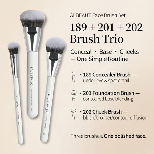 ALBEAUT Face Makeup Brush Set 189201202 - Foundation, Concealer, Blush Tools