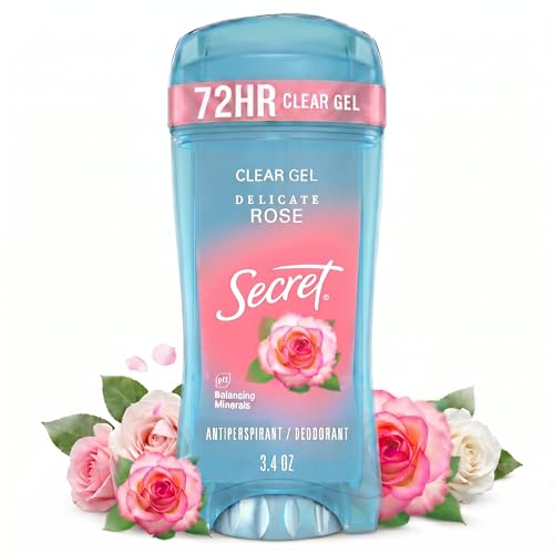 Secret Rose Scent Deodorant for Women, 72hr Breathable Clear Gel, Pack of 1, 3.4 oz