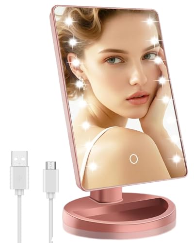 BLOOMINIQUE LED Vanity Makeup Mirror with Dimmable Lights, Rose Gold
