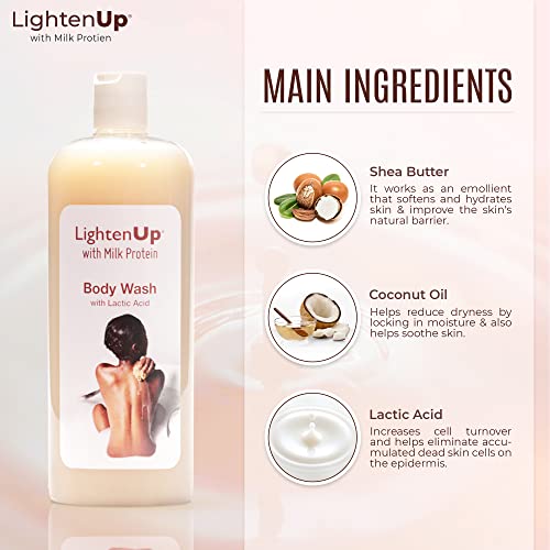 OMIC Lighten-Up Lactic Acid Body Wash - Exfoliating Shower Gel 33.8 fl oz