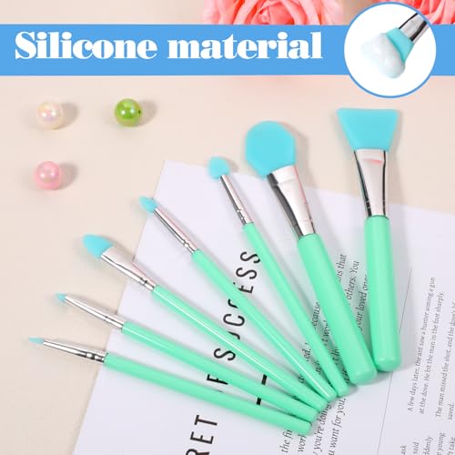 7PCS Silicone Brush Applicator Kit for Makeup & Crafting - Grass Green