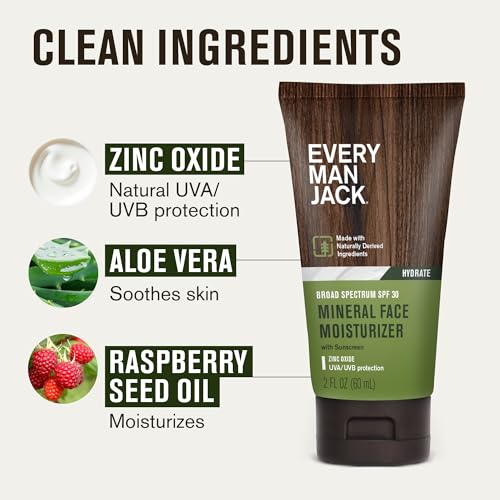 Every Man Jack Men's Face Lotion SPF 30 Mineral Sunscreen, 2-Pack