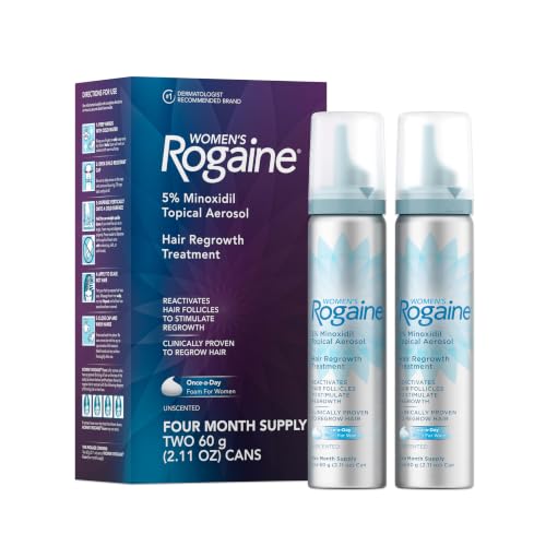 Women's Rogaine Hair Growth Foam, 5% Topical Minoxidil, 4 Mo, 2x 2.11 Oz