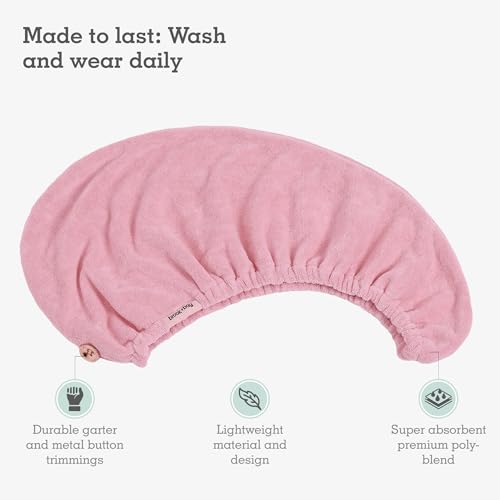 Brook + Bay Pink Microfiber Hair Towel Wrap – Quick Dry Turban, Anti-Frizz