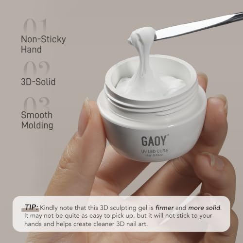 GAOY White 3D Sculpting Gel for Nail Art 15g – Strong, Non-Sticky 3D Nail Gel