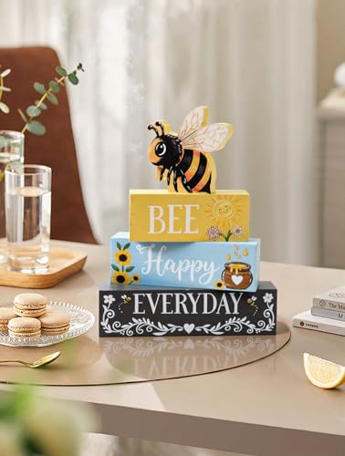 Bee Wooden Tabletop Decor - Bee Happy Everyday Sign for Home