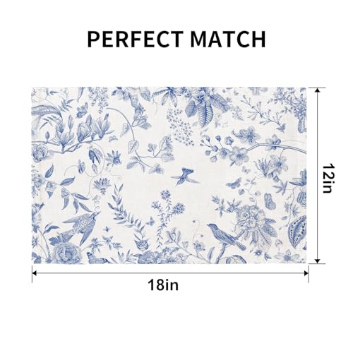 Boho Linen Placemats Set of 4 | 12x18 Inch Washable Table Mats