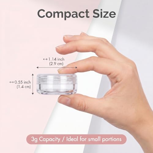 25 Count 3g Sample Containers with Labels & Spatulas - Leak-Proof