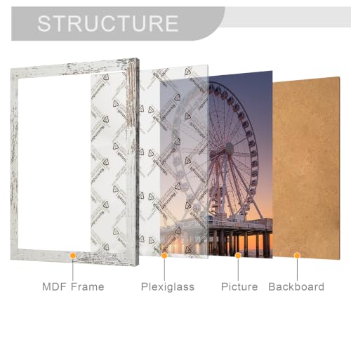 BESCRCL Set of 6 Distressed White 4x6 Picture Frames