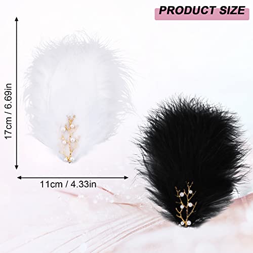 Feather & Pearl Hair Clips Set for Women & Girls - Elegant 4-Piece Fascinator Accessories