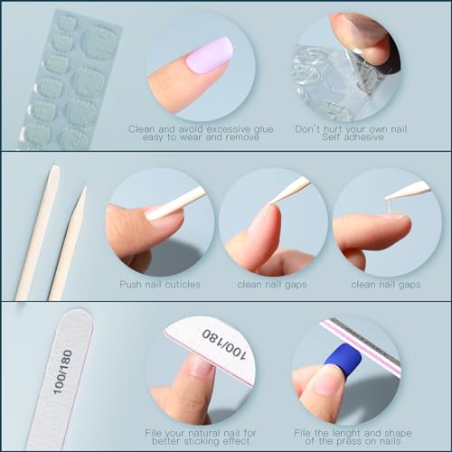 Fandamei Press On Nails - 576PCS Short Square & Round Styles