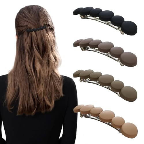 Markuii Matte French Hair Barrettes for Thin & Fine Hair – No Slip, 4 Pack