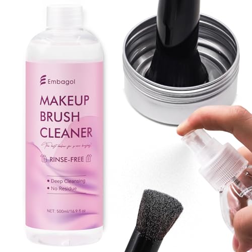 Embagol Rinse-Free Makeup Brush Cleaner - 500ml Quick-Drying Vegan Solution